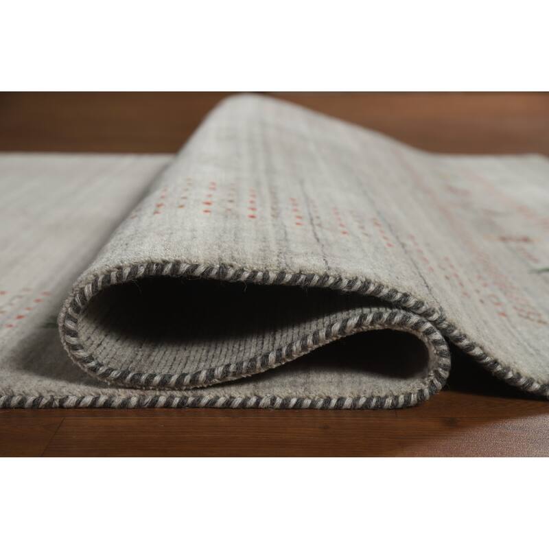 Gabbeh Indian Rug Hand-Knotted Oriental Grey Wool Carpet - 5'1" x 7'8"