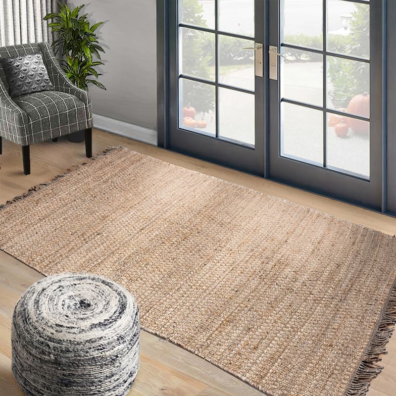 Hand Woven Ineas Flat Weave Jute Traditional Oriental Area Rug