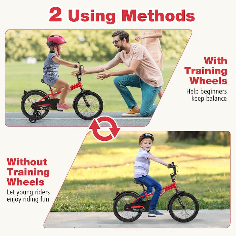 Costway 12"/14"/16"/18" Kids Bike for 3-4 Years Old Boys & Girls with