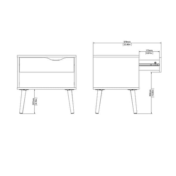 dimension image slide 2 of 3, Carson Carrington Hjo 1-drawer Nightstand