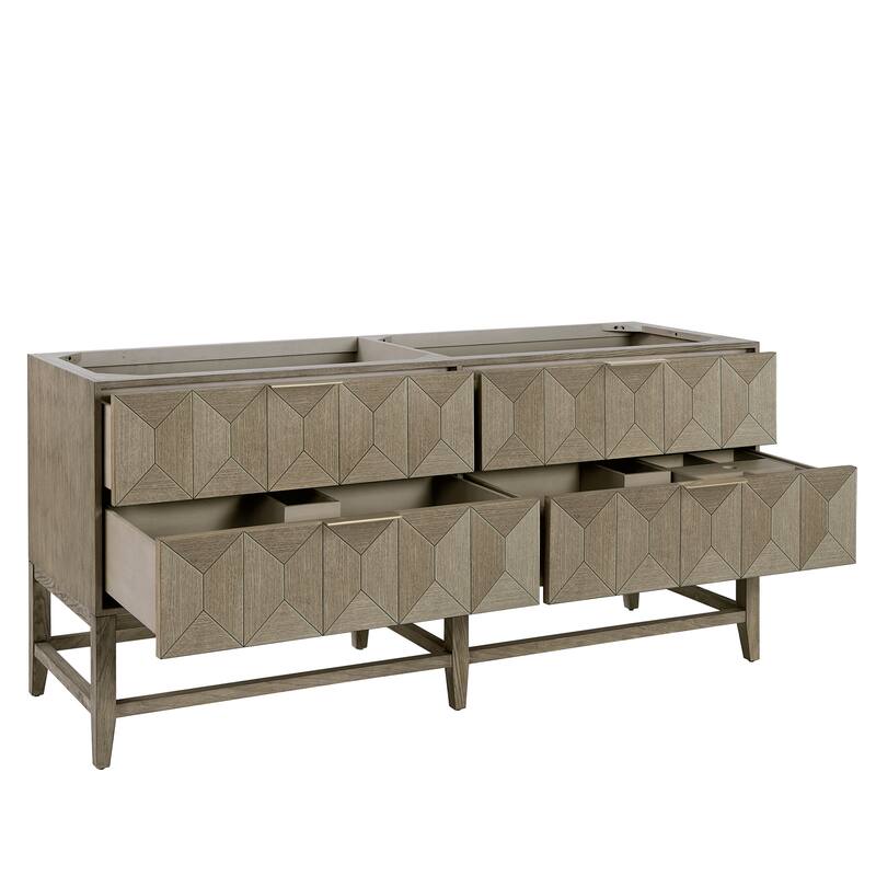 James Martin Vanities Emmeline 72" Double Vanity, Pebble Oak