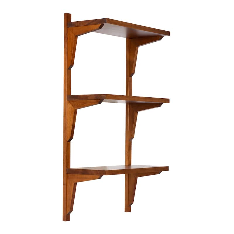 Kate and Laurel Meridien Mid-Century Wall Shelves - Walnut Brown - 18x9x32