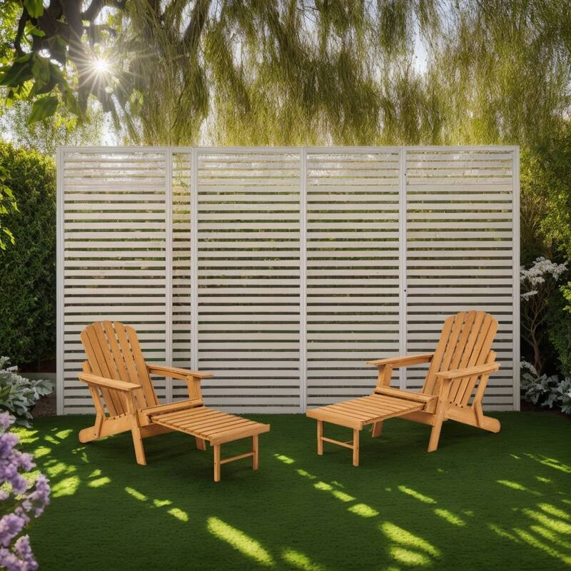 Outdoor Wooden Folding Adirondack Chair with Retractable Ottoman, Pre-Assembled BackRest & SeatBoard, Wood Patio Chair