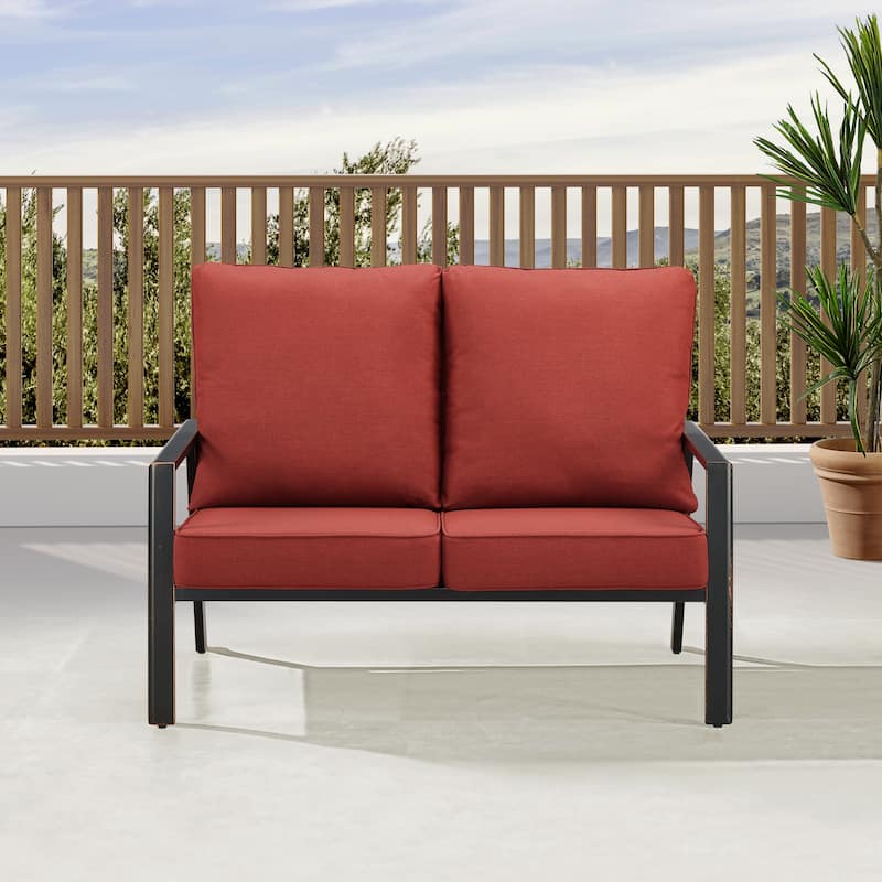 Black Aluminum Deep Seating Deep Seating Loveseat with Cushions