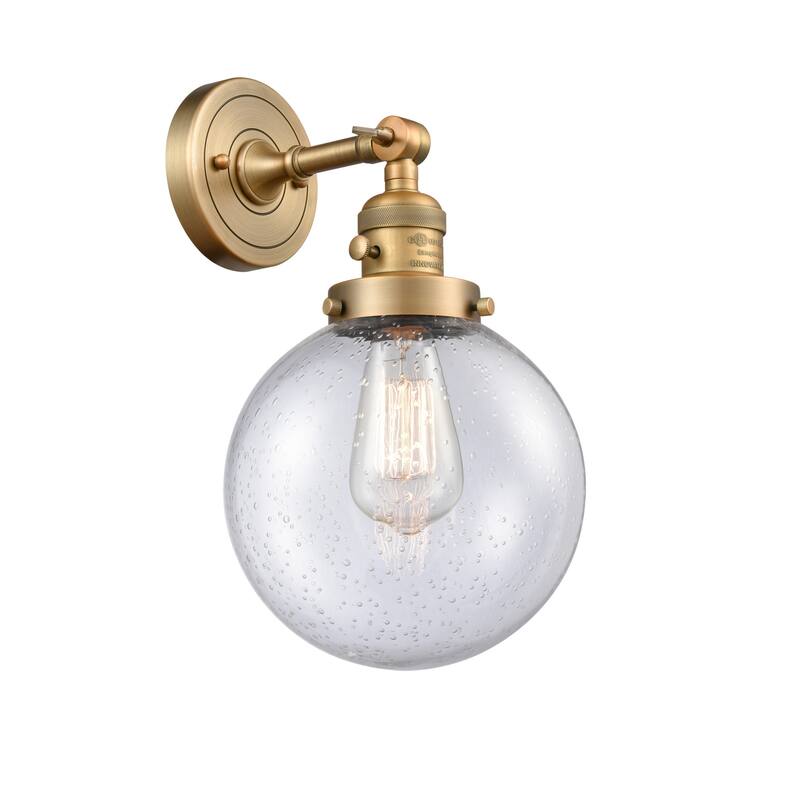 Innovations Lighting Beacon Single Light 14" Tall Bathroom Sconce with - Brushed Brass / Seedy