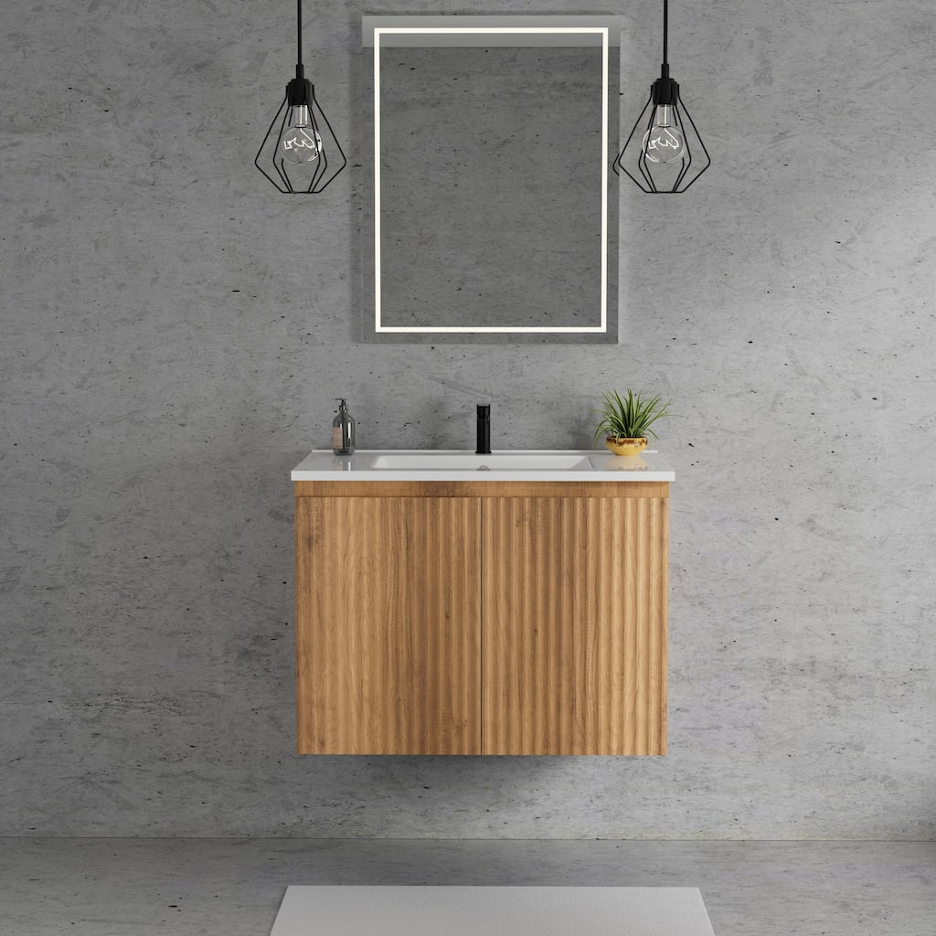 30inch Folding Wall Cabinet With Creamic Sink- Patented 1-Minute Install, Space-Saving & Easy Assemble