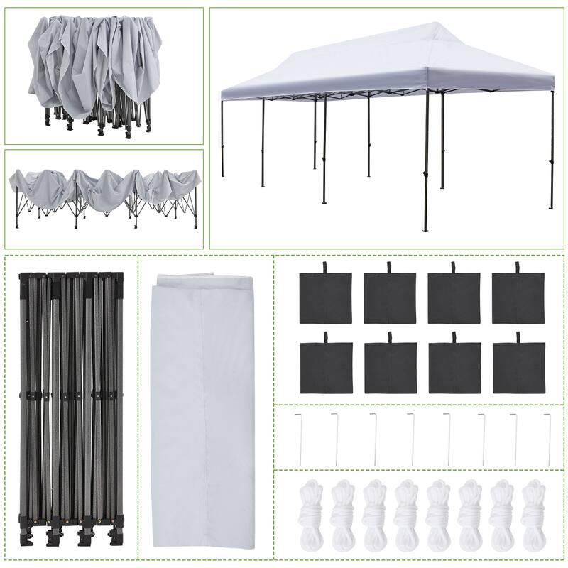 Erommy Canopy Tent, Commercial Instant Canopy Heavy Duty with Roller Bag, Sand Bags, Wind Ropes & Ground Nails, Outdoor Canopies
