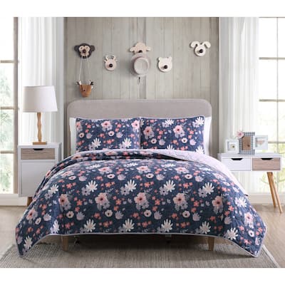 Asher Home Kids' Lexy Floral Reversible Quilt Set