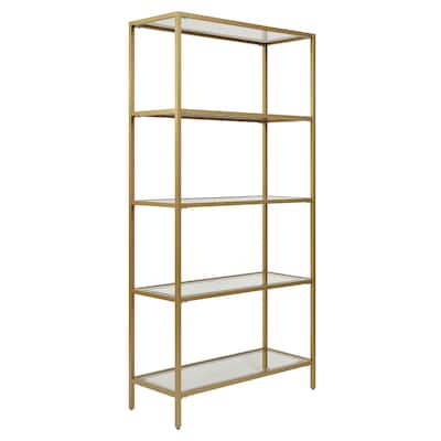 Carolina Living Marcello Glass Shelves Bookcase - Gold