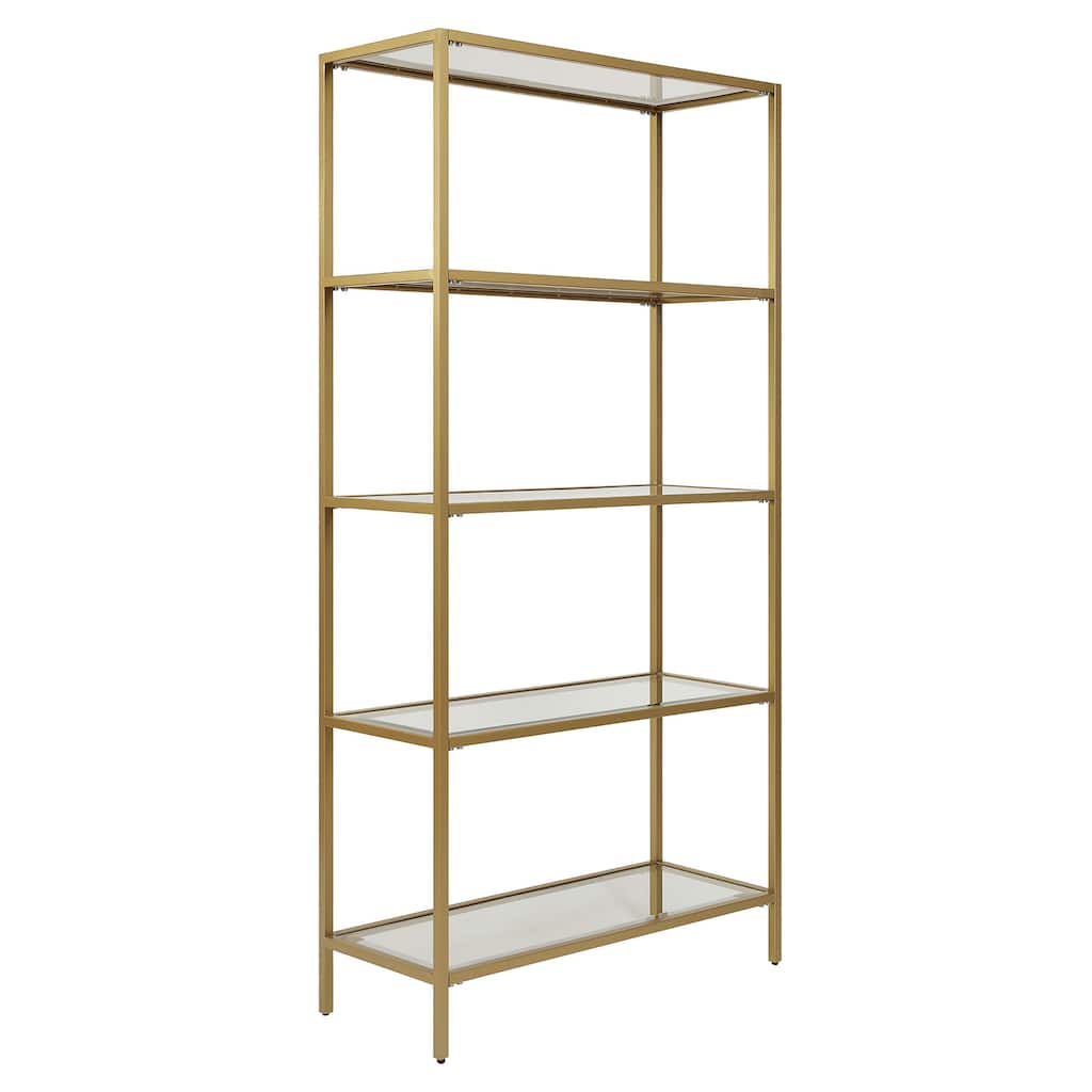 Carolina Living Marcello Glass Shelves Bookcase - Gold