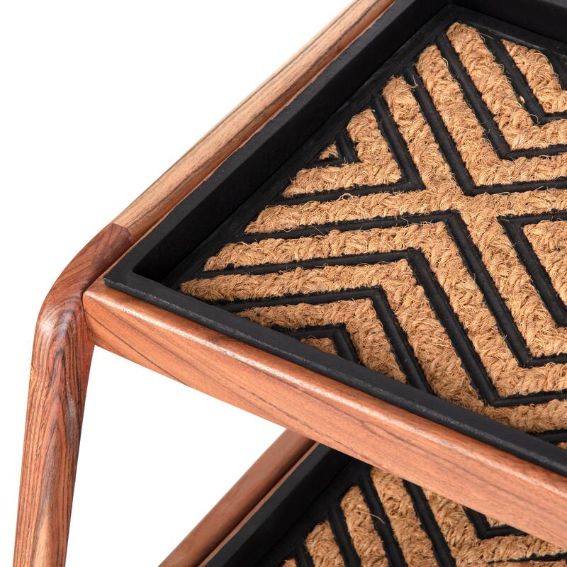 Jani Double-Tier Natural Stand 2-Pair Rubber Boot Trays