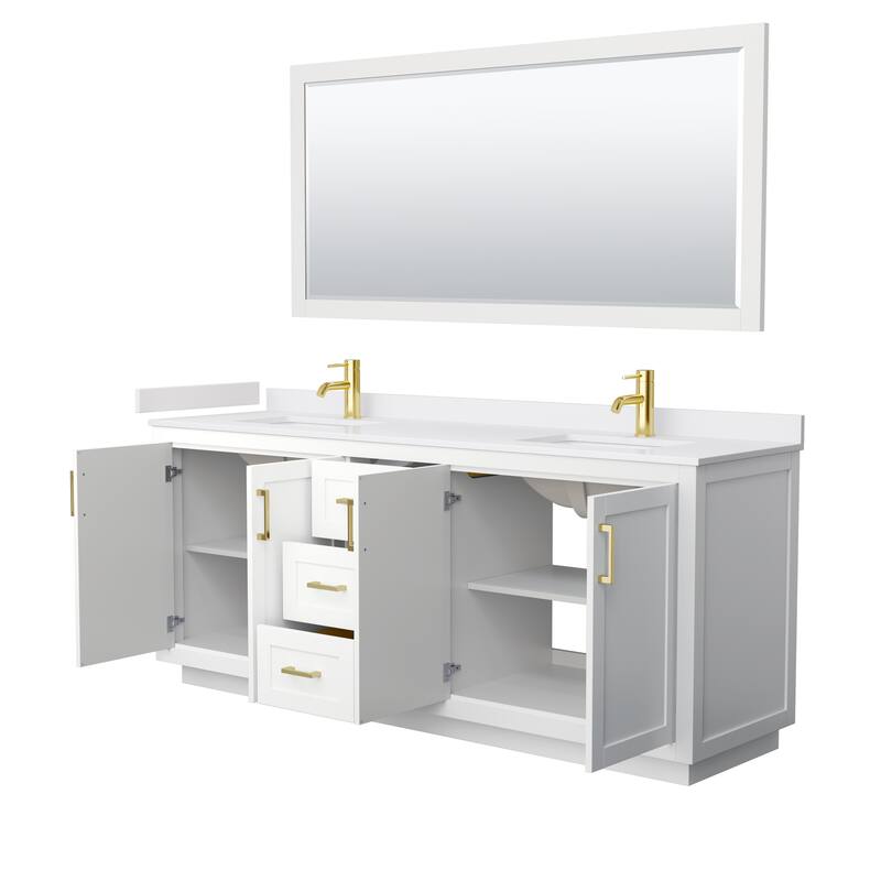 Miranda Double Vanity Set, Cultured Marble Top, 70-Inch Mirror
