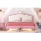 preview thumbnail 27 of 28, Roomfitters Upholstered Princess Bed with Crown Headboard, Platform Bed with Light Strips and Golden Metal Legs, White+Pink