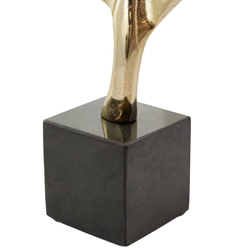 CosmoLiving by Cosmopolitan Gold or Silver Aluminum Metal Feather Bird Sculpture with Black Marble Base