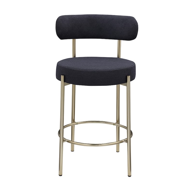 Modern Counter Height Stools,Uphsoltered 26"Seat Height Barstools,2PCS - Black+Gold