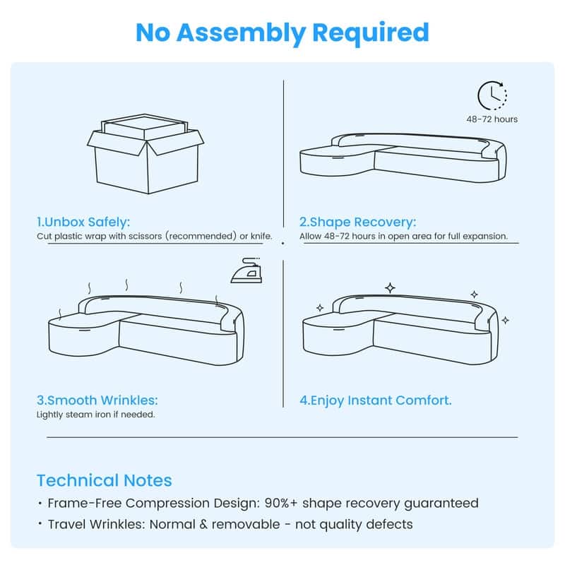 Mixoy 99 inch Chenille L Shape Sectional Sofa with Curved Chaise,Modern Cloud 3 Seater Sofa Couch - 99.2''*59.1''*26.4''