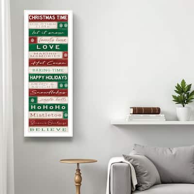 HomeRoots Christmas Time White Framed Wall Art