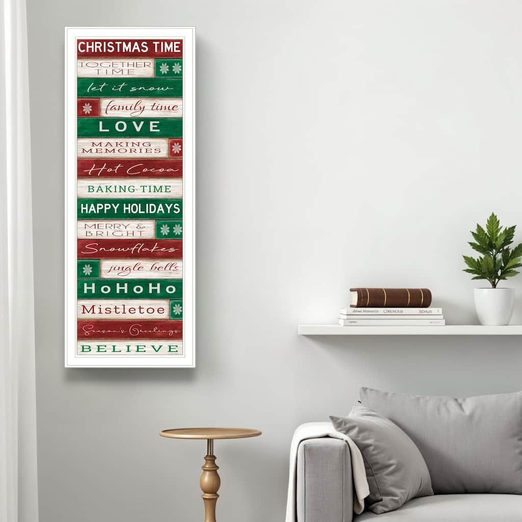 HomeRoots Christmas Time White Framed Wall Art