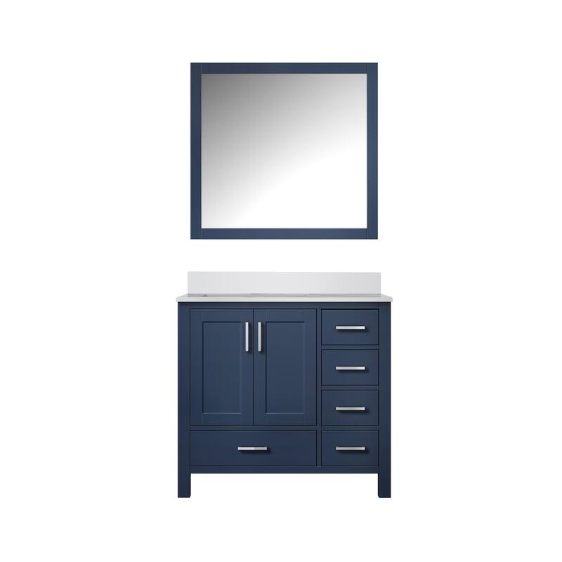 Jacques 36 in. W x 22 in. D Left Offset White Bath Vanity, Cultured Marble Top, and 34 in. Mirror
