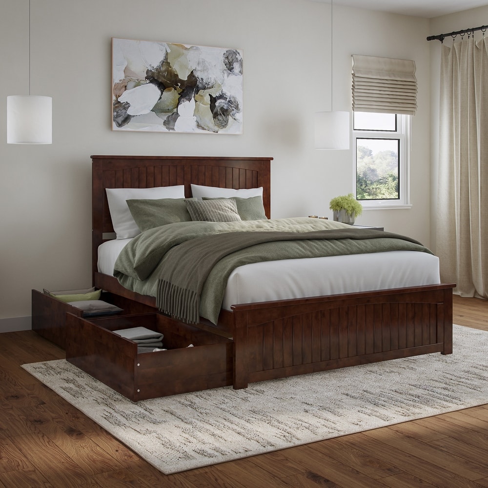 AFI Nantucket Platform Bed with Matching Footboard & Storage Drawers