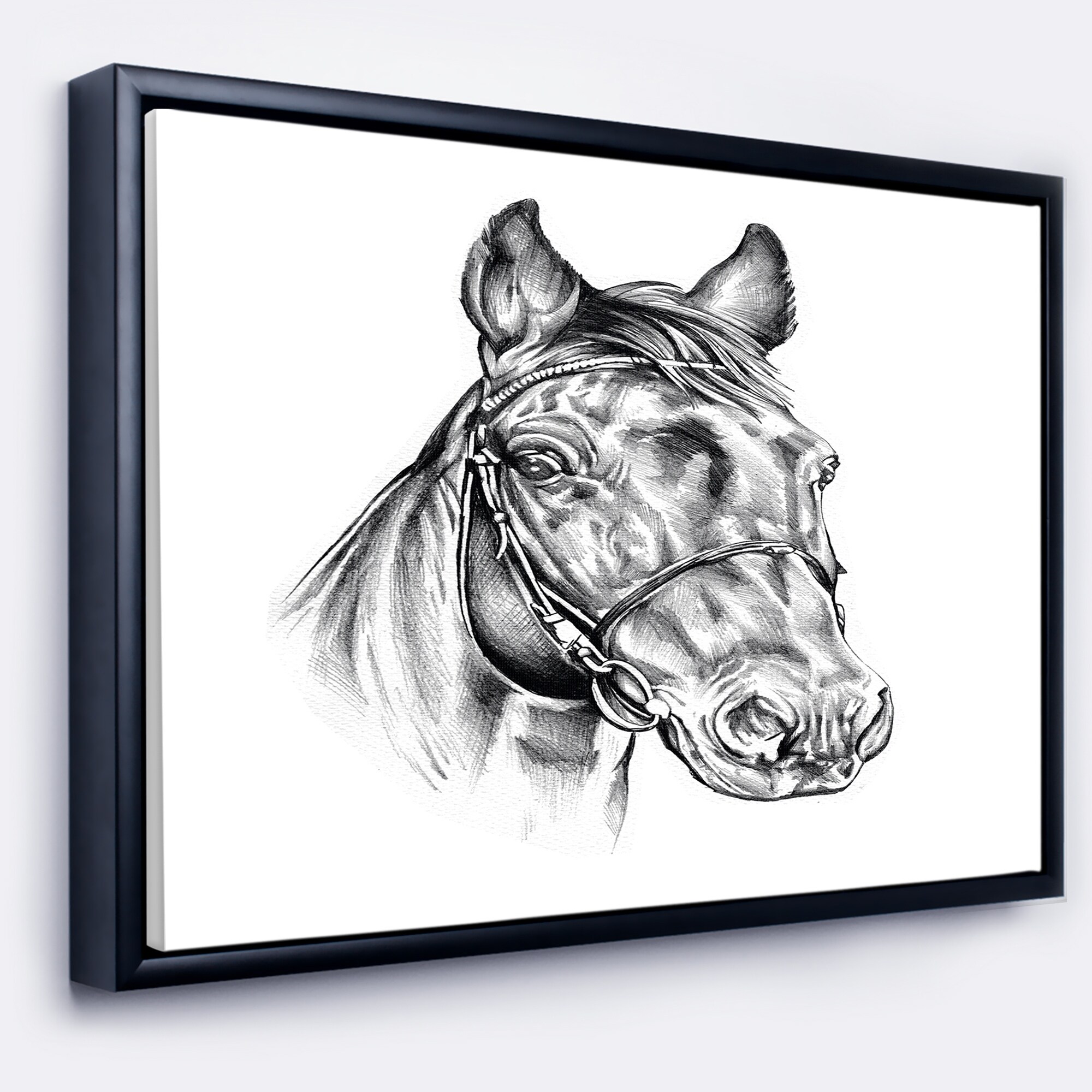 Shop Designart Freehand Horse Head Pencil Drawing Animal Framed