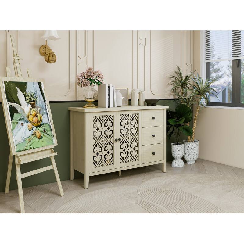 Hollowed-out Cabinet with 2 Door 3 Drawers