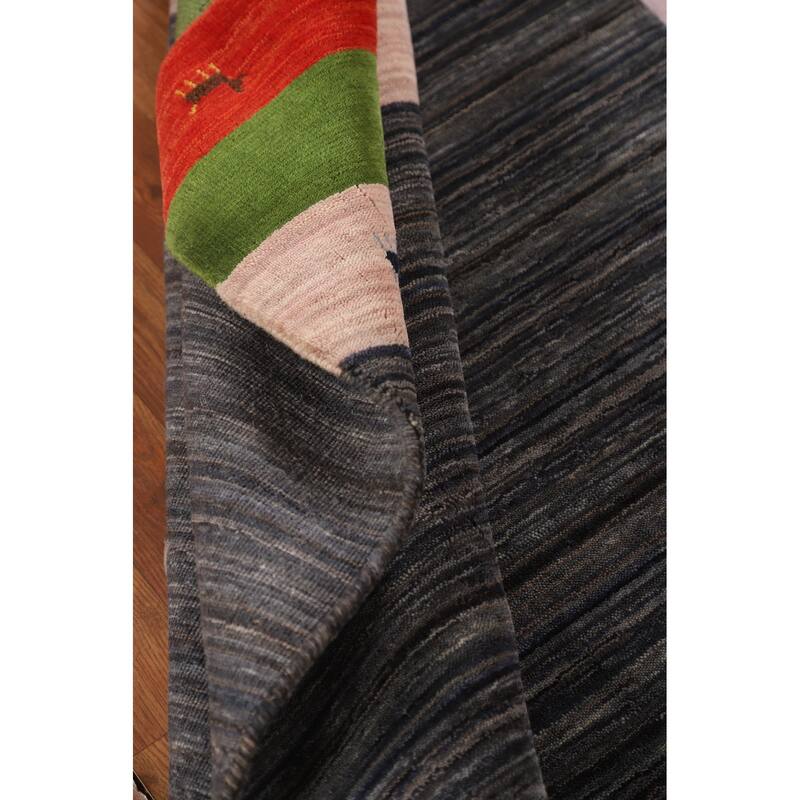 Striped Tribal Gabbeh Oriental Foyer Rug Handmade Wool Carpet - 4'0"x 6'0"