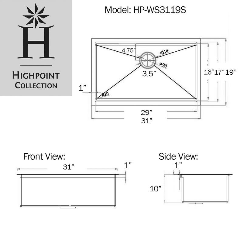 31-inch Workstation Undermount Stainless Steel Kitchen Sink - 31x 19 x 10 inches - 31x 19 x 10 inches