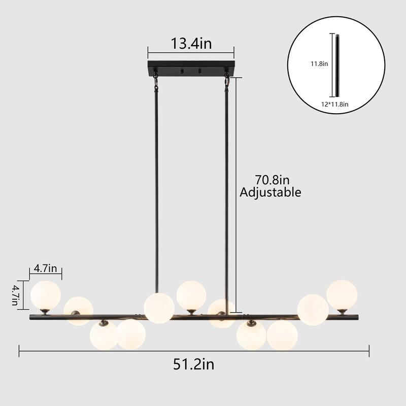 11-Light Linear Chandelier for Dining Room Sputnik Chandelier