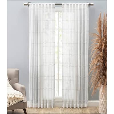 Horizon Stripe Premium Sheer Rod Pocket W Back Tab Curtain Panel