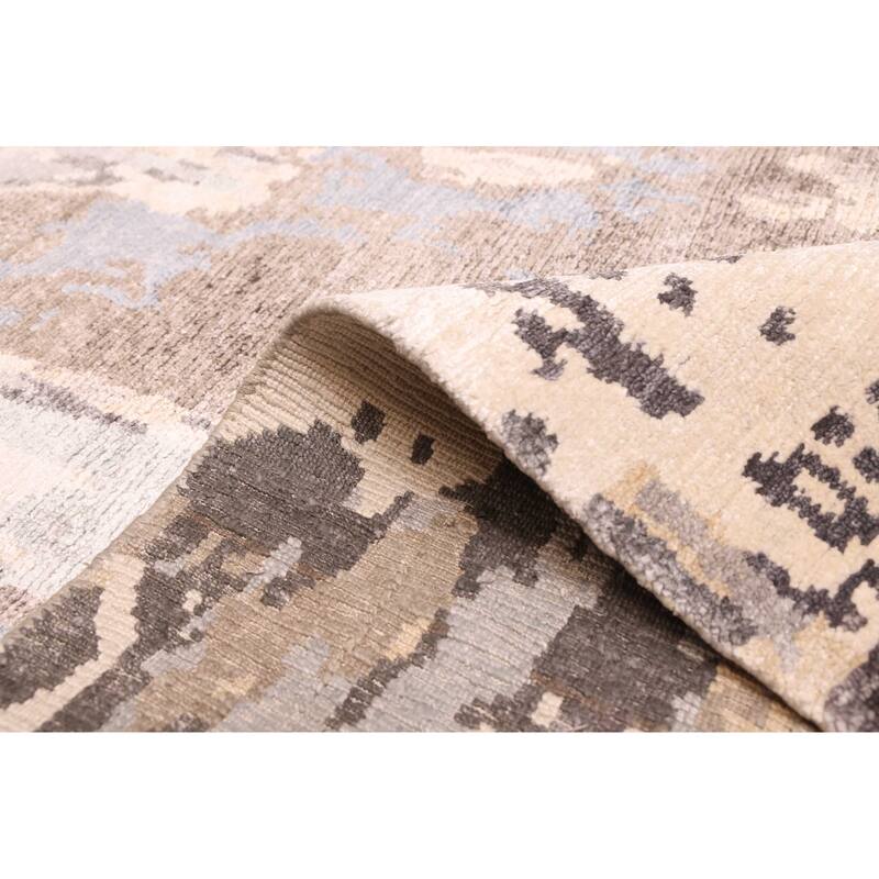 ECARPETGALLERY Hand-knotted Legacy Dark Grey Silk Rug - 5'8 x 7'11