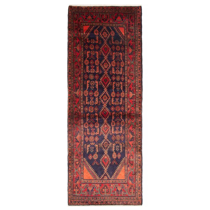 ECARPETGALLERY Hand-knotted Andelz Navy Wool Rug - 3'7 x 9'7 - Dark Navy - 3'7 x 9'7