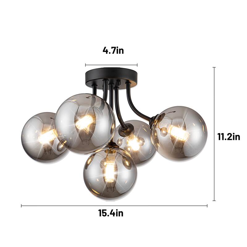 5-Light Sputnik Ceiling Light Fixture with G9 Base