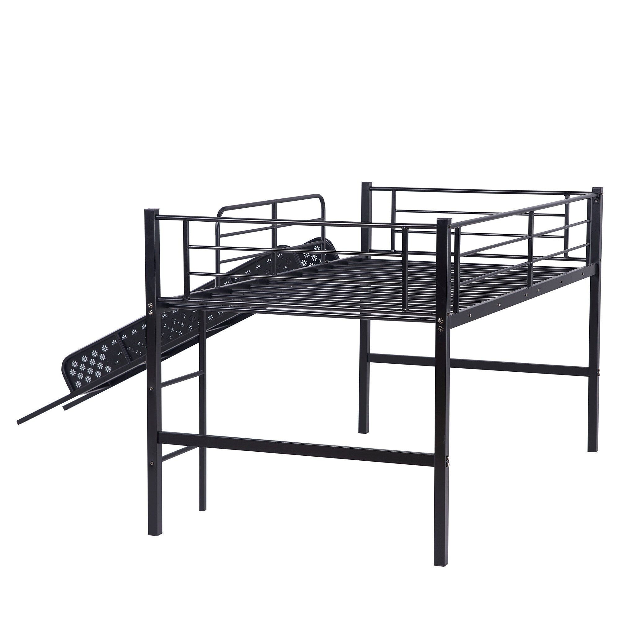 Twin Metal Loft Bed With Slide Multifunctional Design For Kids Bedroom Overstock Twin Metal Loft Bed With Slide Multifunctional Design For Kids Bedroom Overstock
