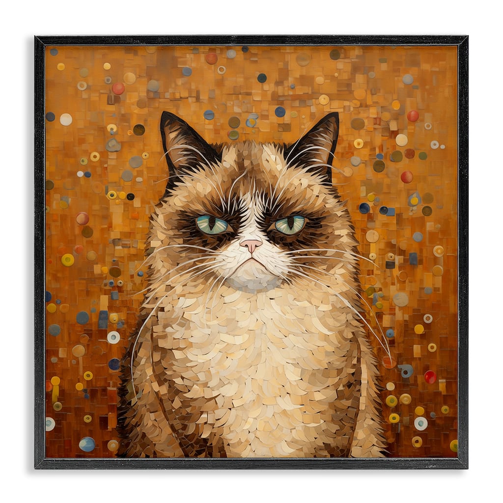 Stupell Grouchy Cat in Classic Style Framed Giclee Art Design By Arlington Prints