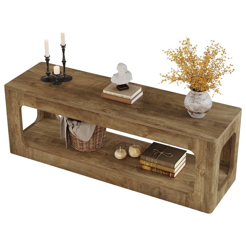63-Inch Entryway Table with Storage Shelf, 2-Tier Sofa Console Table for Living Room, Hallway, Foyer