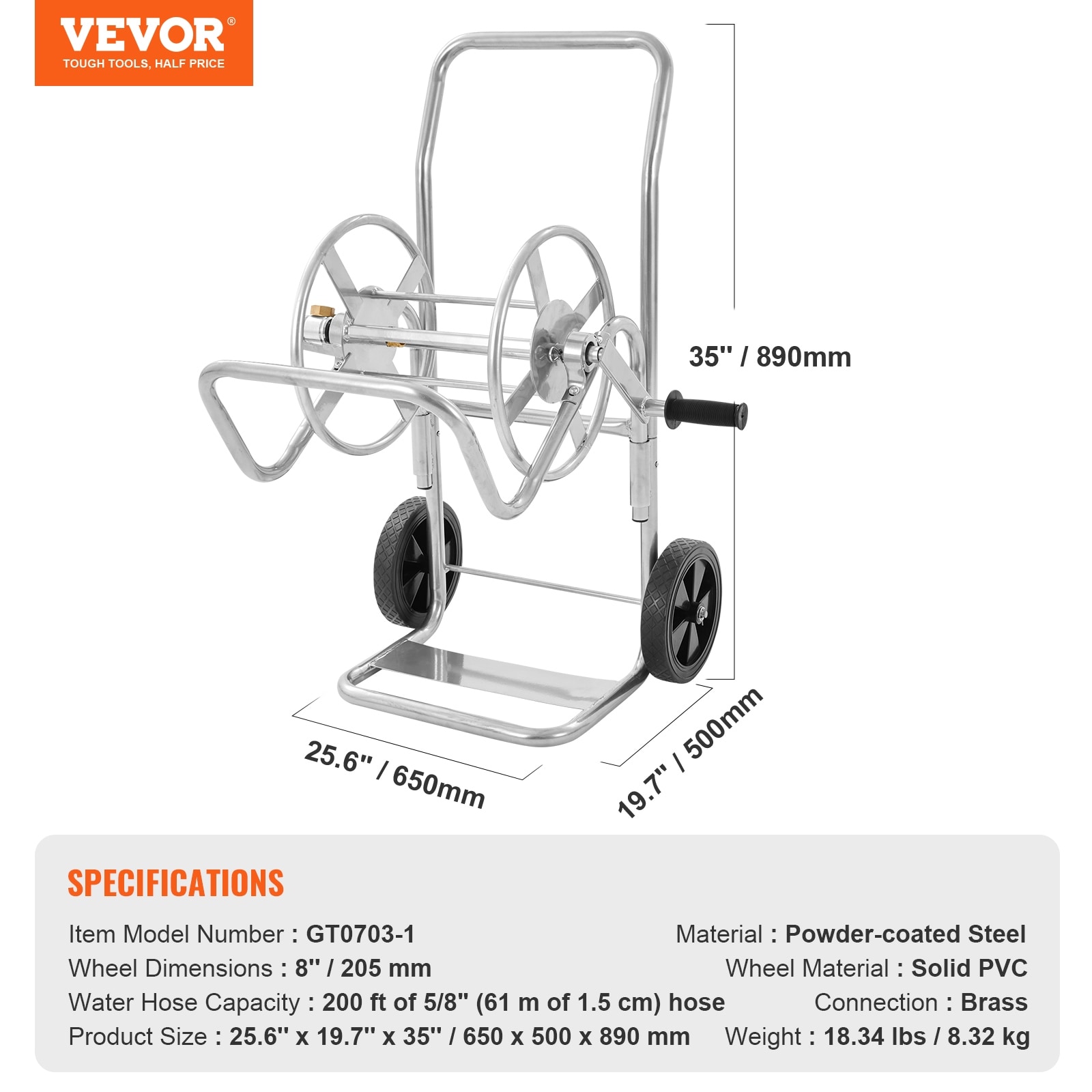 VEVOR Hose Reel Cart Hold Up to 175ft 200ft 250ft & 300ft of 5/8 Hose, Garden  Water Hose Carts Steel with Storage Basket - On Sale - Bed Bath & Beyond -  38738283
