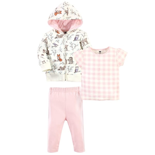 slide 1 of 1, Hudson Baby Toddler Girl Cotton Hoodie, Tee Top and Pant Set, Enchanted Forest Toddler 2T - Enchanted Forest Toddler