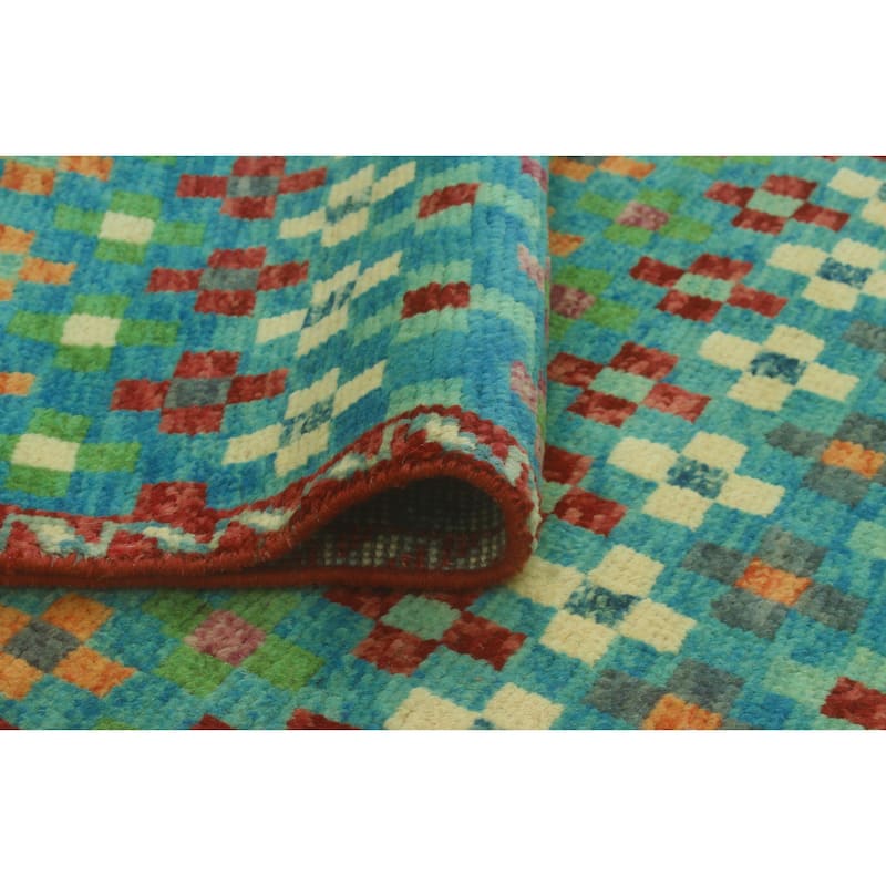 Balochi Aimara Blue/Red Rug - 3'11" x 5'10"