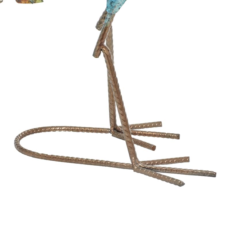 Metal Peacock Indoor Outdoor Decorative Garden Sculpture with Crystal Accents - Teal - Roche River Decor