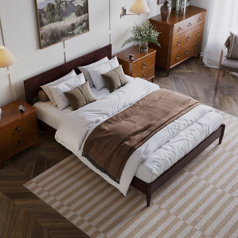 Aria Solid Wood Modern Low Profile Platform Bed