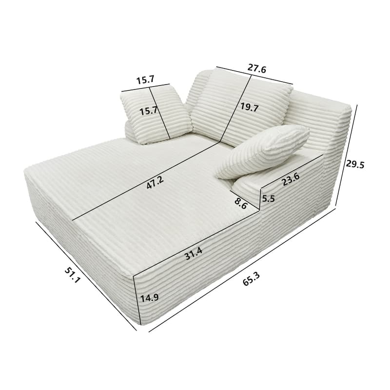 GDFStudio - Corduroy 1-Seater 51" Chaise Lounge Sleeper with Pocket-Spring Support