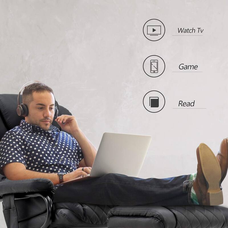 MCombo set of 2 Faux Leather Swivel Massage Recliner with ottoman