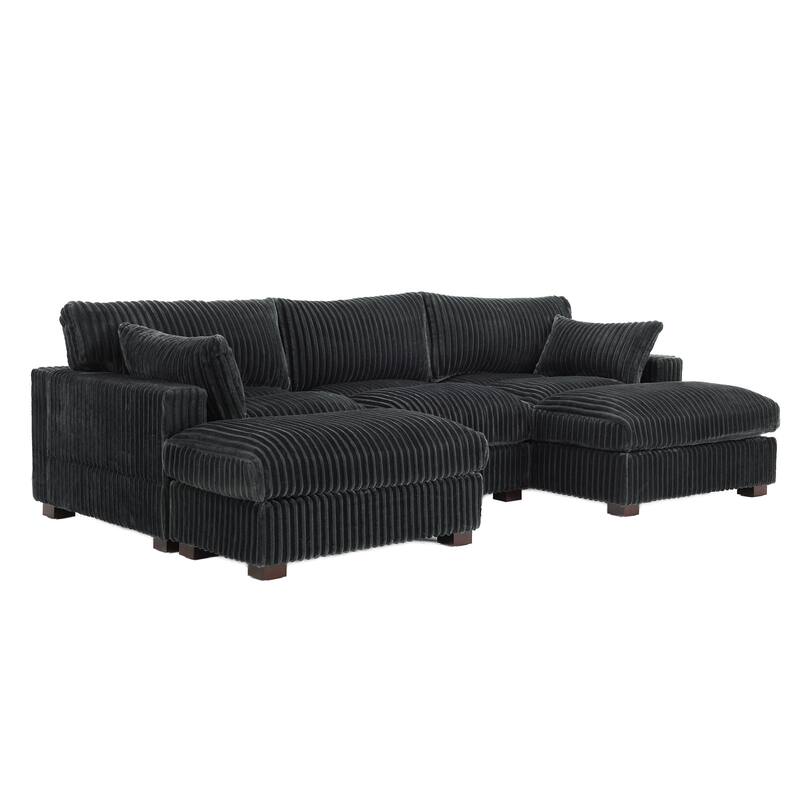 Modren Plush Oversized Modular Sectional Sofa Set with Chaise&Ottoman.