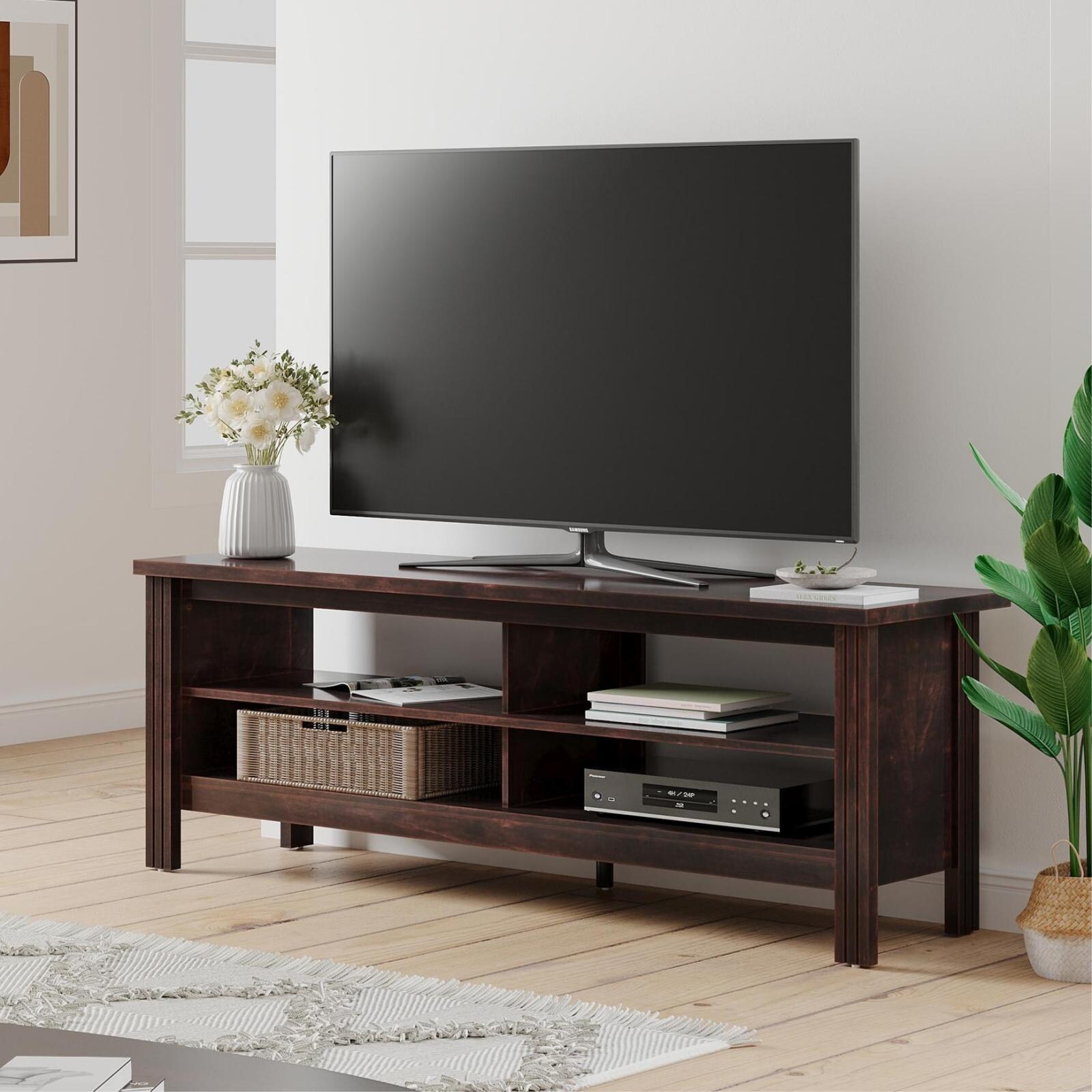 Details about   Farmhouse 65" TV Stand Entertainment Center Media Cabinet Rustic Solid Wood NAT 