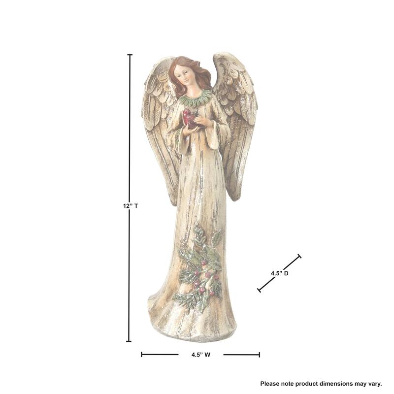 12" Resin Angel W/Cardinal