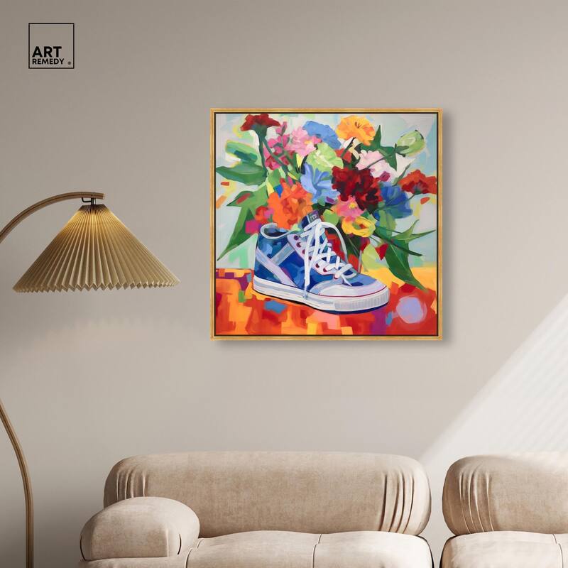 Colorful Sneaker Bouquet Canvas by Art Remedy
