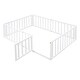 preview thumbnail 8 of 38, Safe Play Area, Full Size Wooden Floor Bed Frame with Fence and Door, Open Design Low Bed for Kids, Without Slats