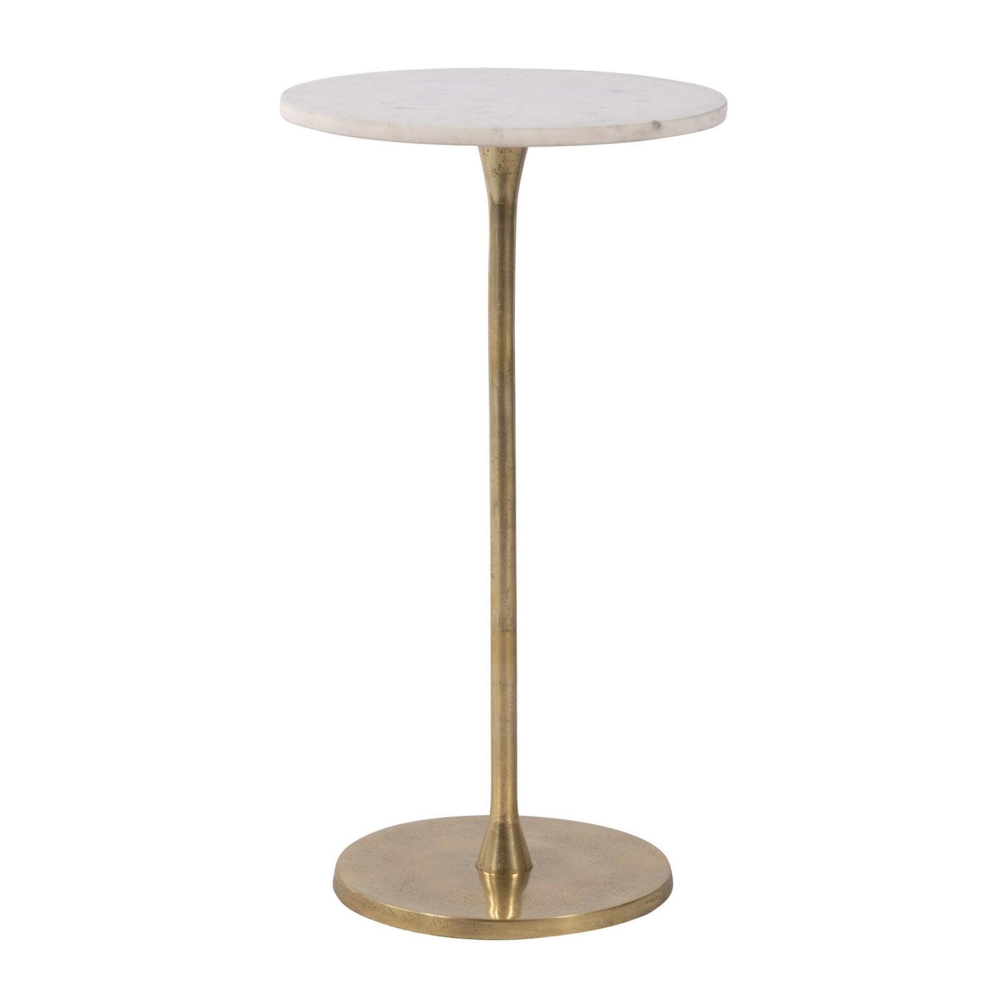 Round End Table - 24" - Gold and White