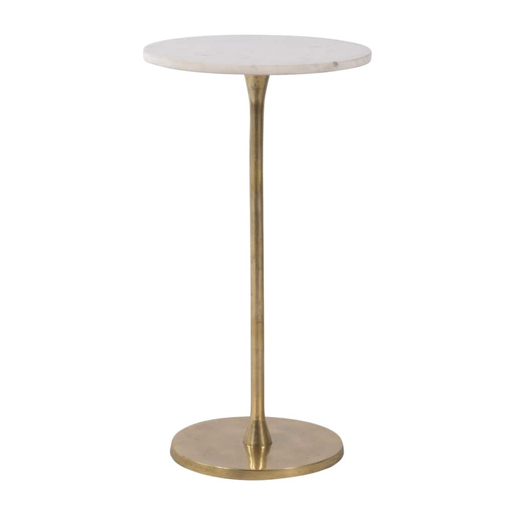 Round End Table - 24" - Gold and White